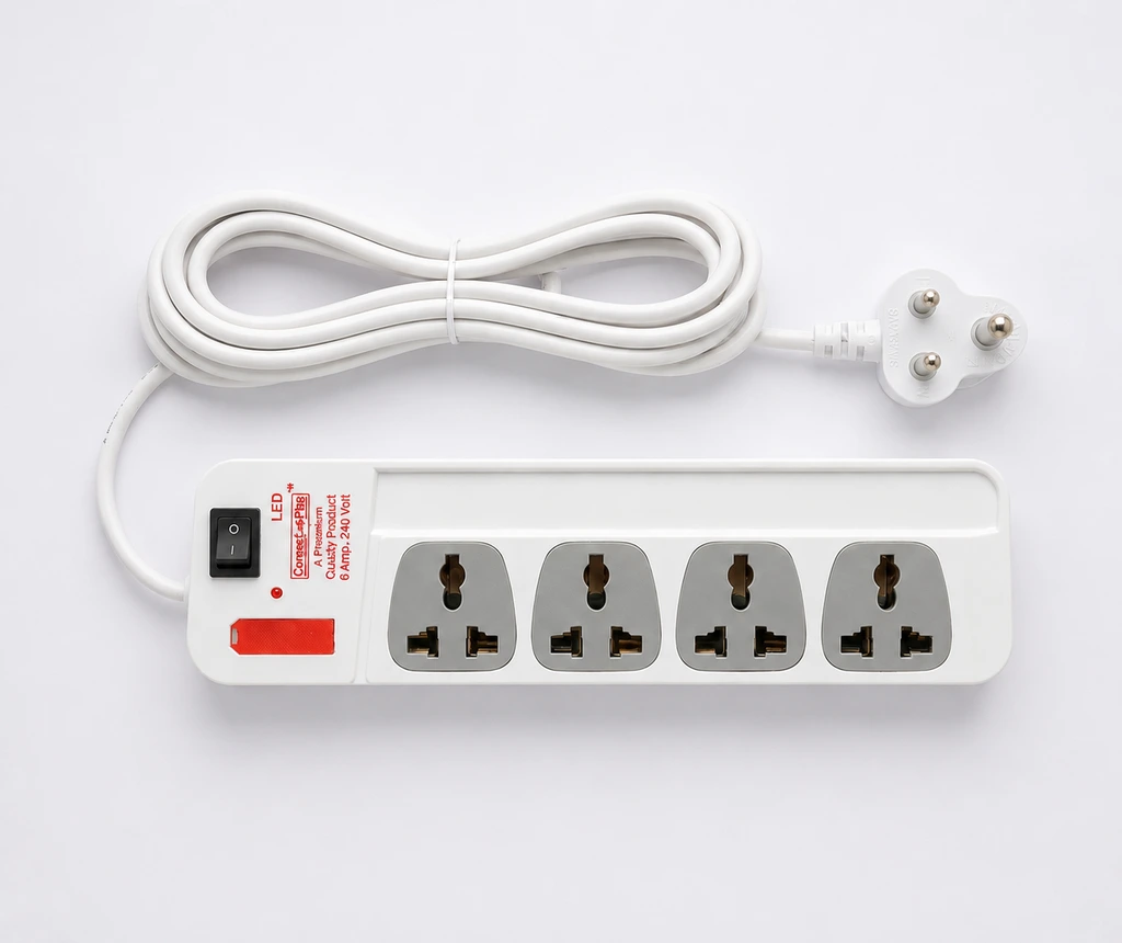 Office Plus 4+1 Power Strip with Safety Fuse, Switch & Indicator