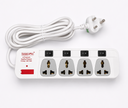 Office Plus 4+4 | 4 Socket Extension Board with Individual Switches |  With Safety Fuse